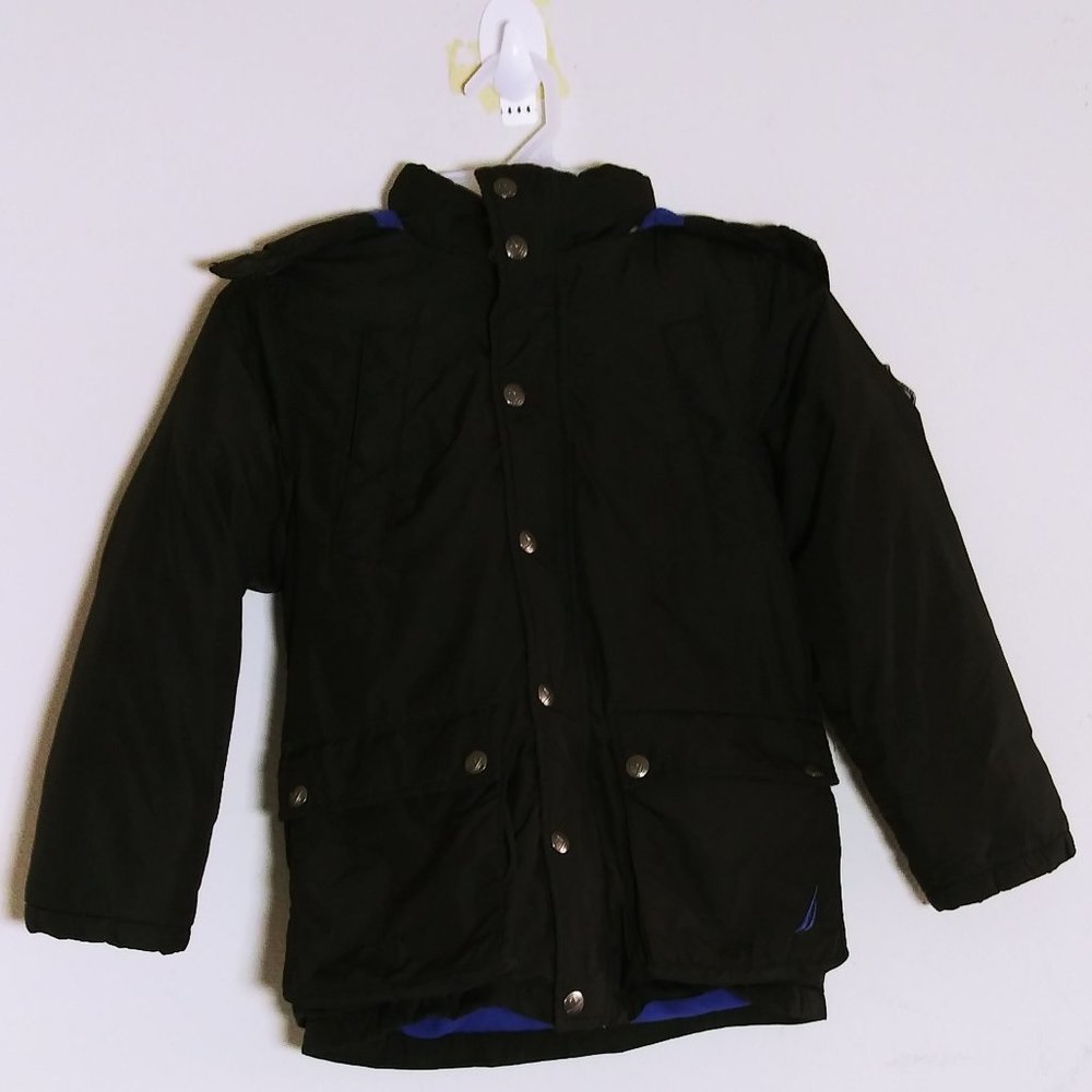 NAUTICA  BLACK BUTTON UP AND ZIPPER FRONT PUFFER JACKET